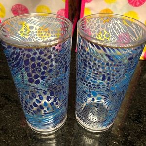 Lily Pulitzer Tall “Iced Tea” Glasses (Plastic, Great for Outdoors) (1)